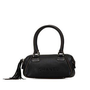 CHANEL Black Leather Boston Bag